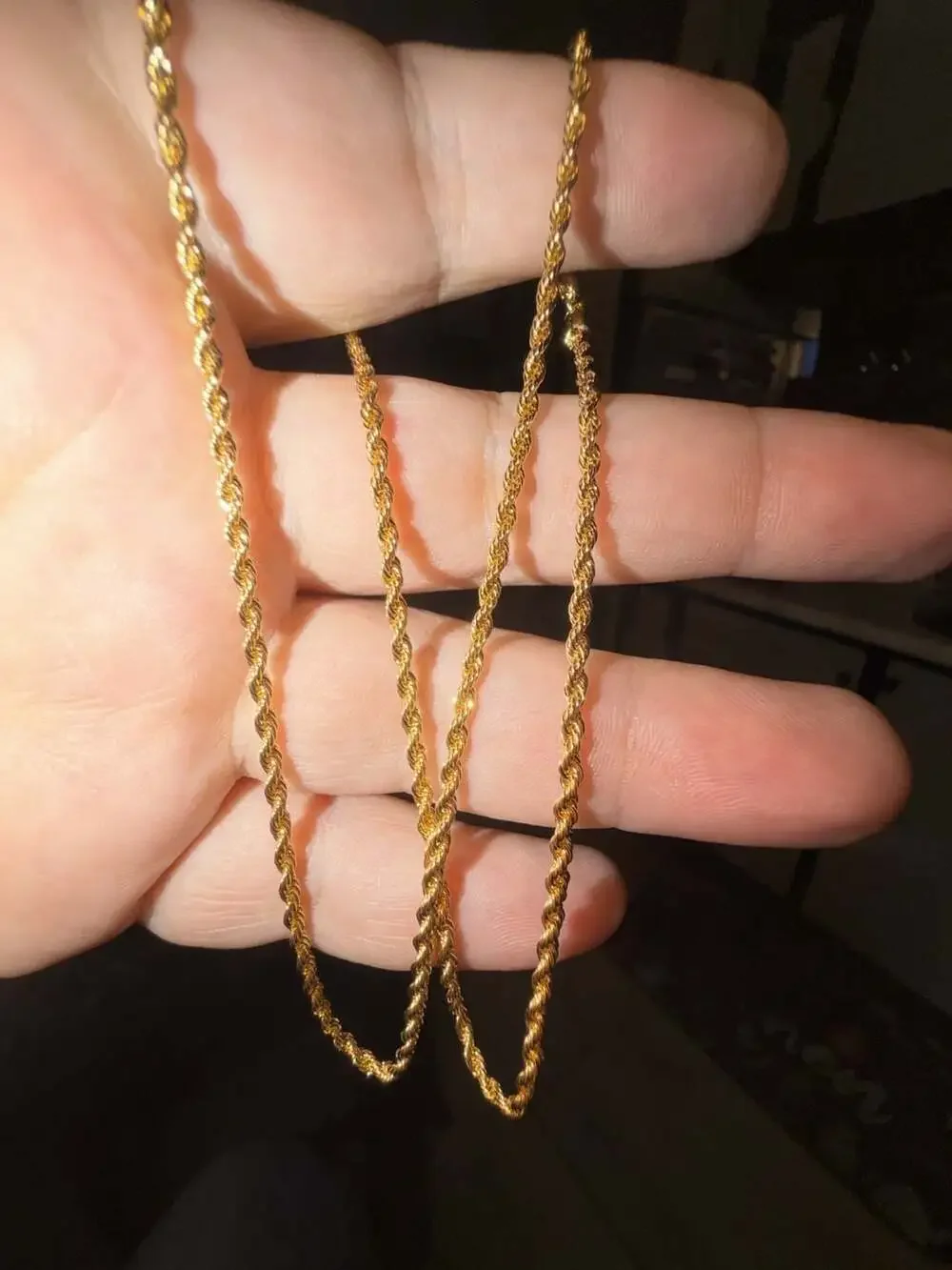 14K Yellow Gold pvd plated 2mm Diamond Cut Rope Chain 21 inch - Picture 2 of 4